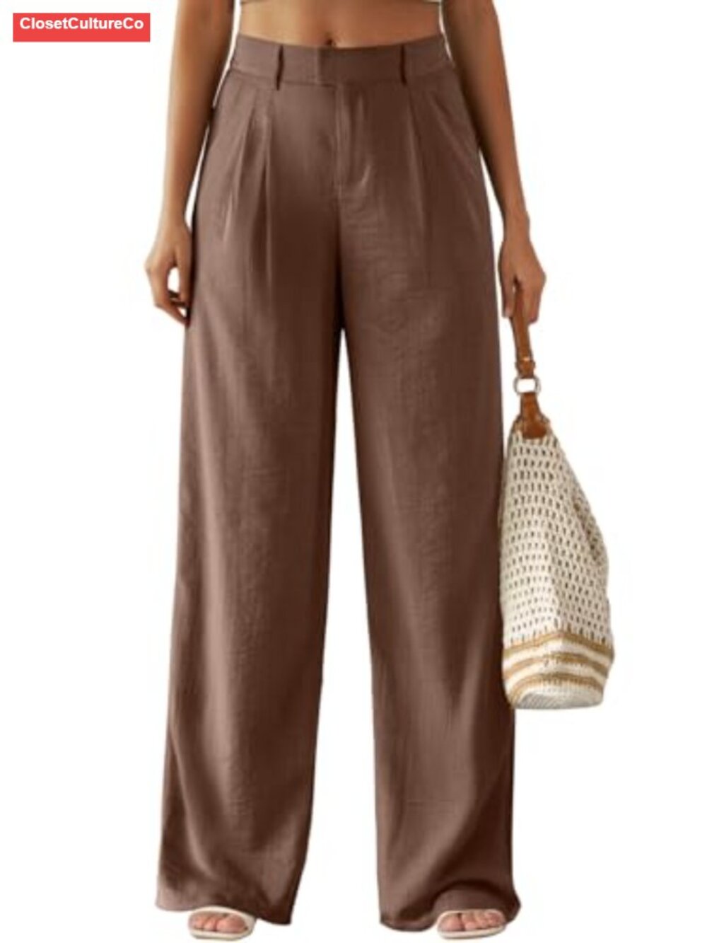 Wide Leg High Waisted Dressy Pants Pleated Palazzo Trousers Pockets